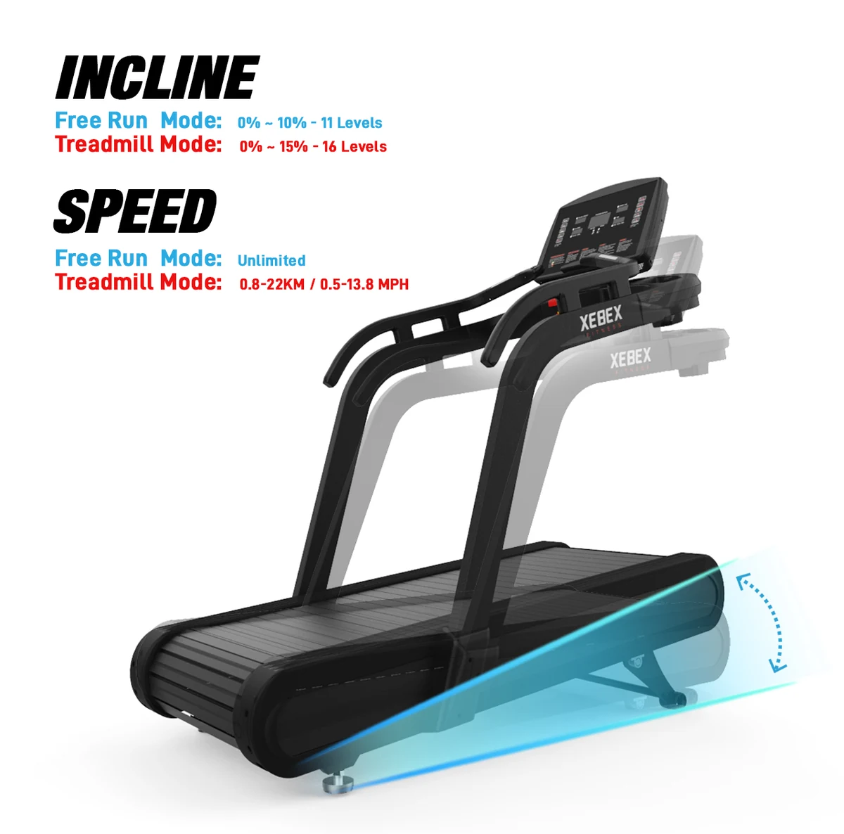 XEBEX FreeRun Motorized Treadmill Smart Connect - detail view